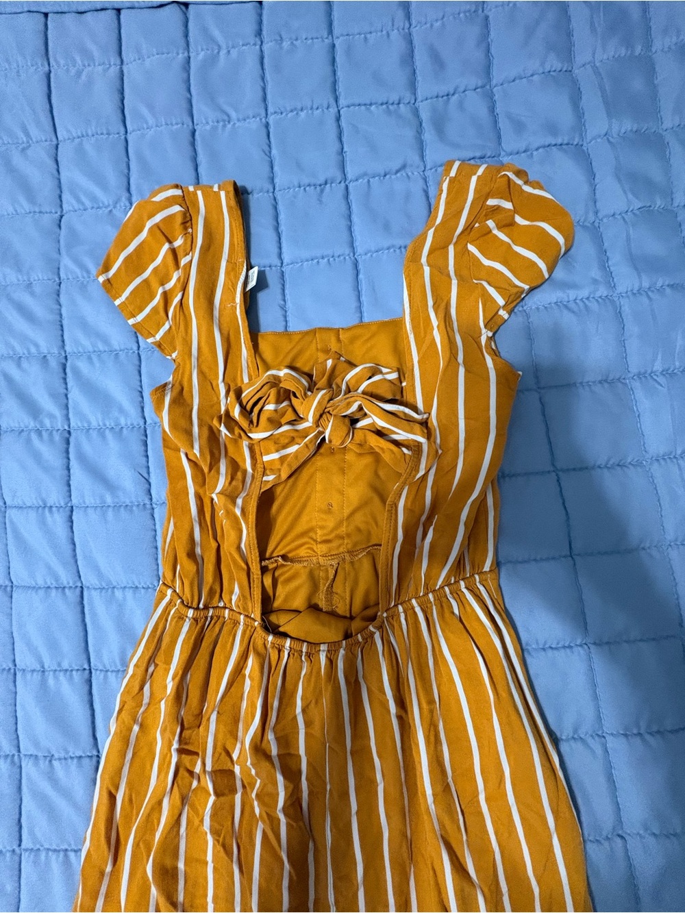 Mustard Yellow Striped Button-Front Dress - Picture 3 of 4